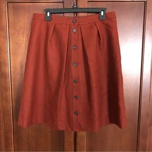 J. Crew Skirt Size 12 Wool Button Orange Lined Pleated